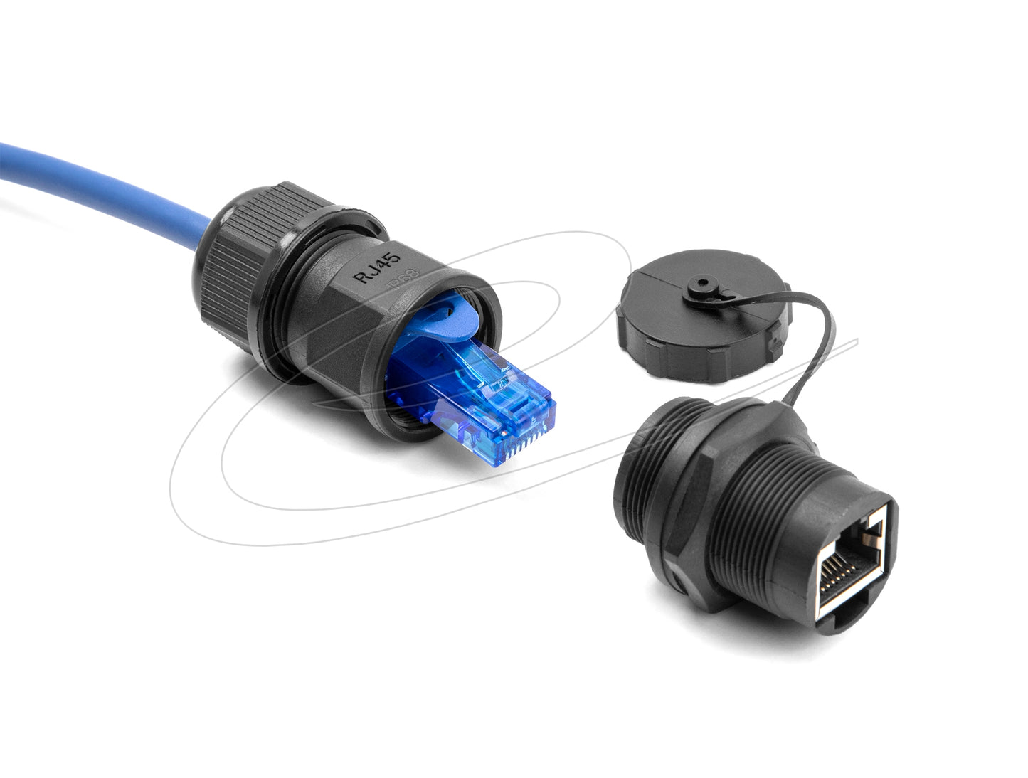 RJ45 Cat.6A Coupler with sealing cap IP67