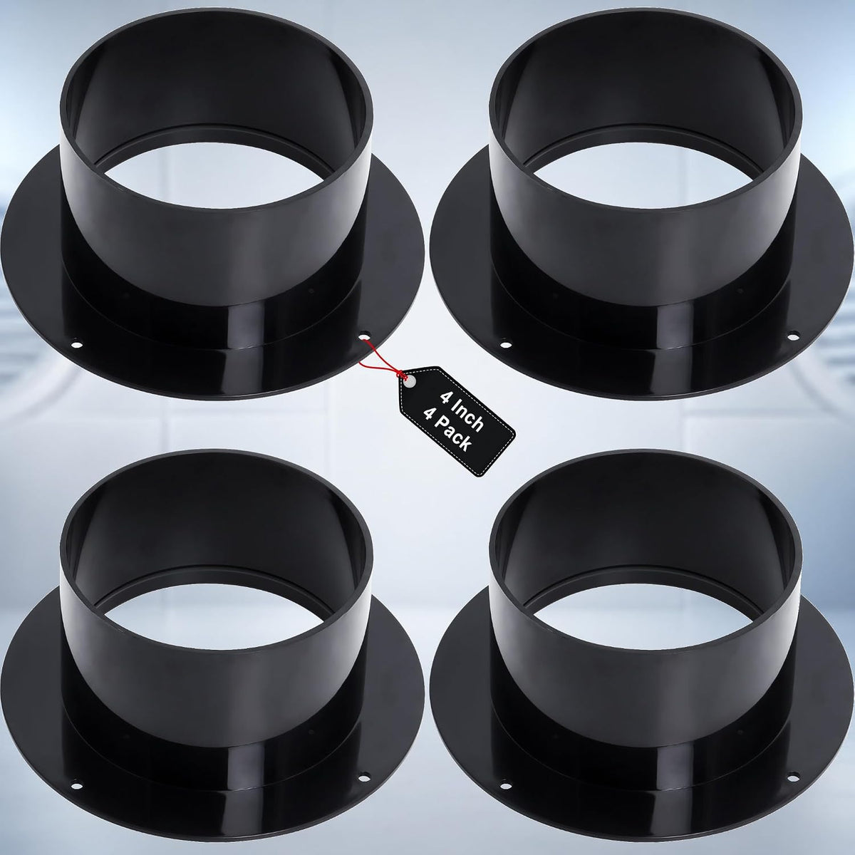 4-Inch ABS Duct Connector Flange / Dryer Vent Wall Plate, 4-Pack