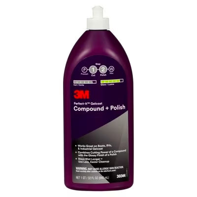 3M Perfect-It Gelcoat Compound + Polish 30344, 1 qt bottle