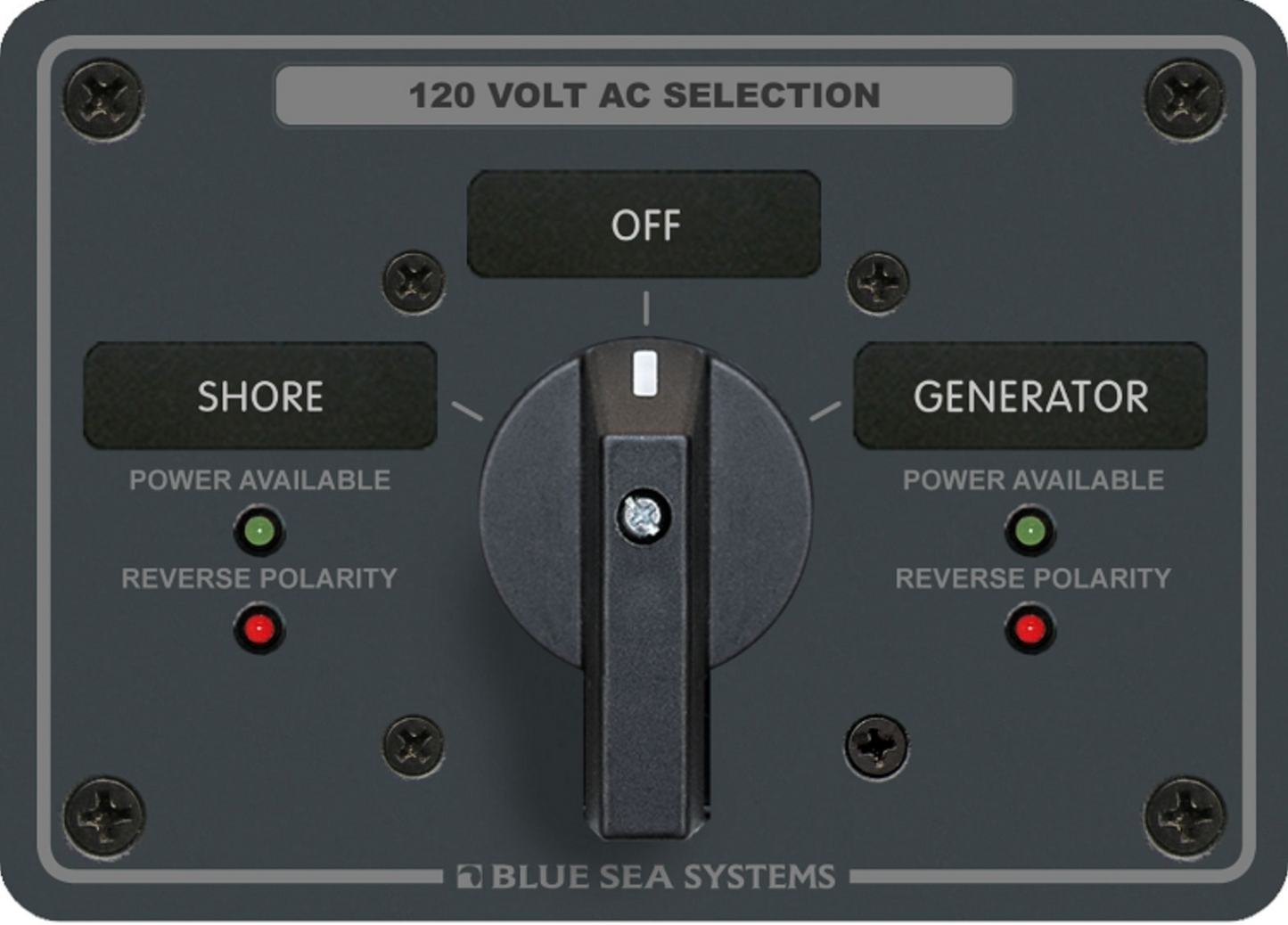 Blue Sea 8365 AC Rotary Panel 120V/65A OFF+2