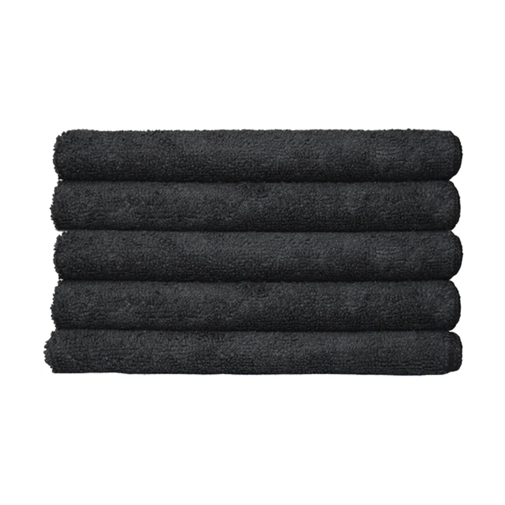 Black Microfiber Towels – 16x16 – 5 Pack