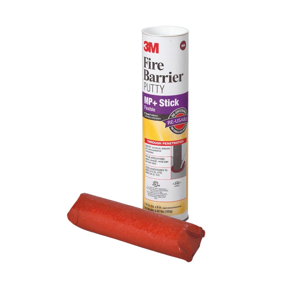 3M Fire Barrier Moldable Putty Stix MP+, Red Color, One-Part, Re-Enterable, Intumescent