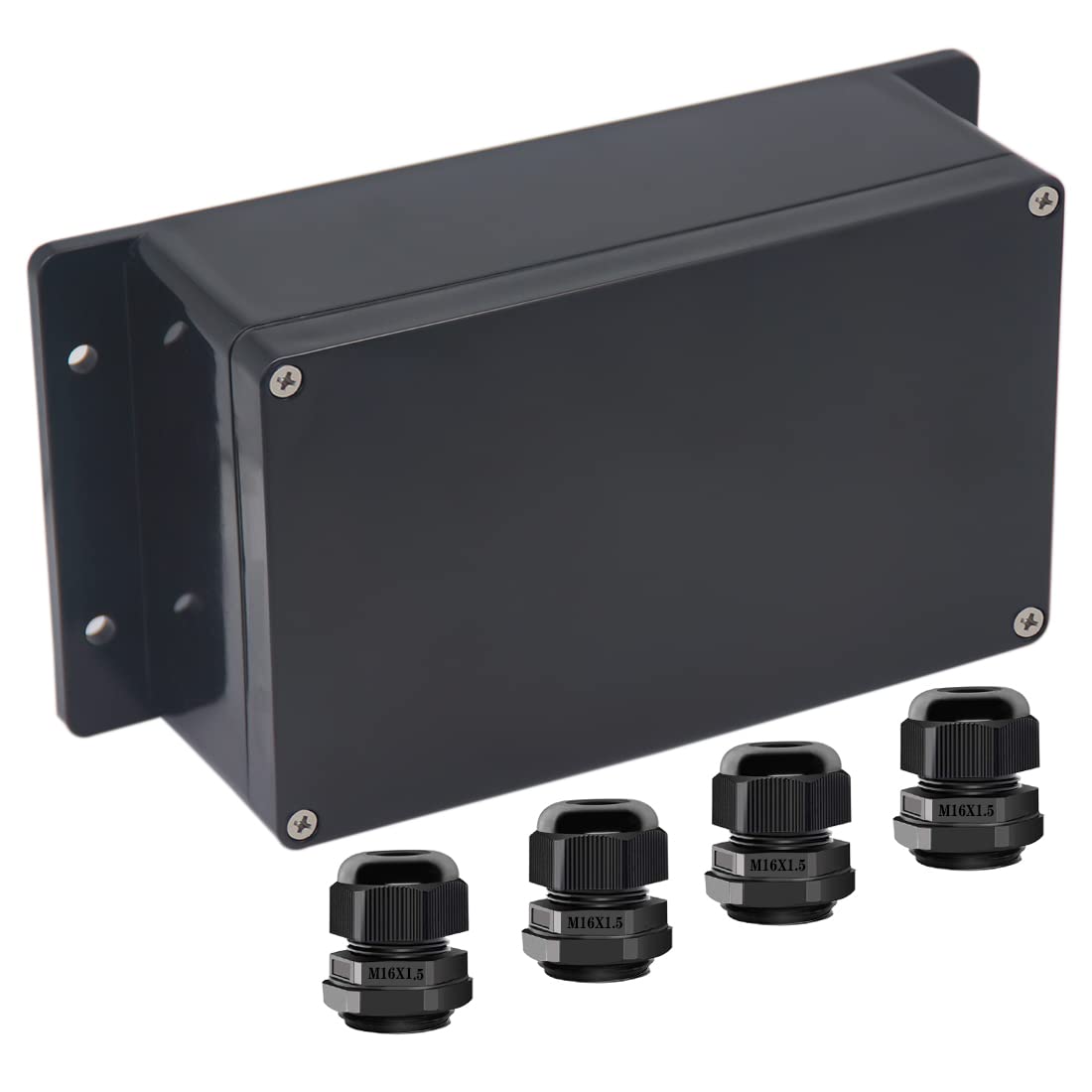 IP65 Waterproof ABS Junction Box, Black, 7.87 × 4.72 × 2.95 In