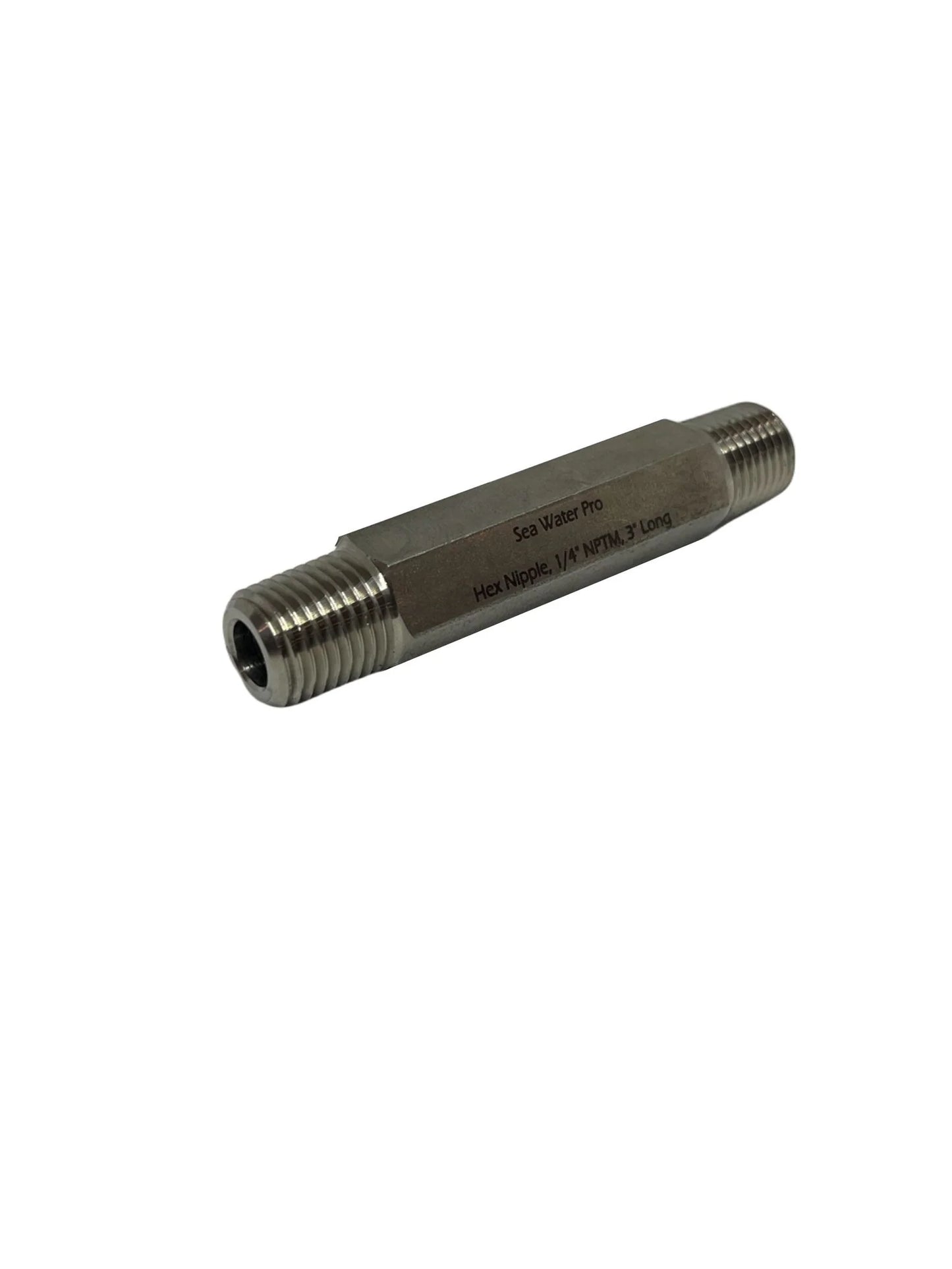 Seawater Pro Fitting: 1/4" male x 1/4" male, 3" long, 316 stainless (1)