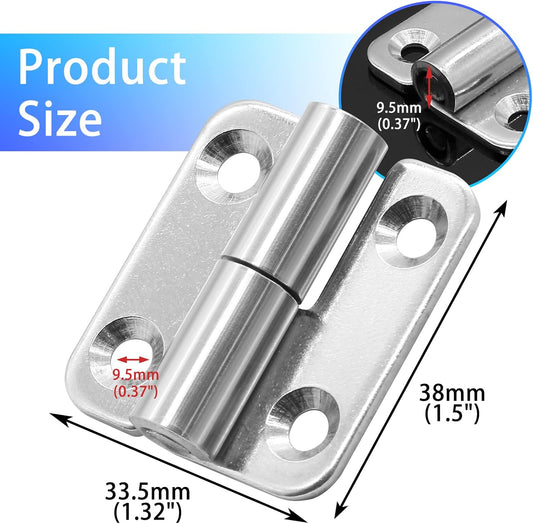 Stainless Steel Lift-Off Hinges, 1.5 Inch Detachable Slip Joint Small Flag Hinges with Screws