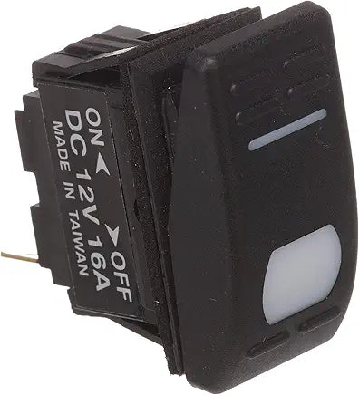 Illuminated Rocker Switch, SPST, 3 Terminal, On/Off, Black