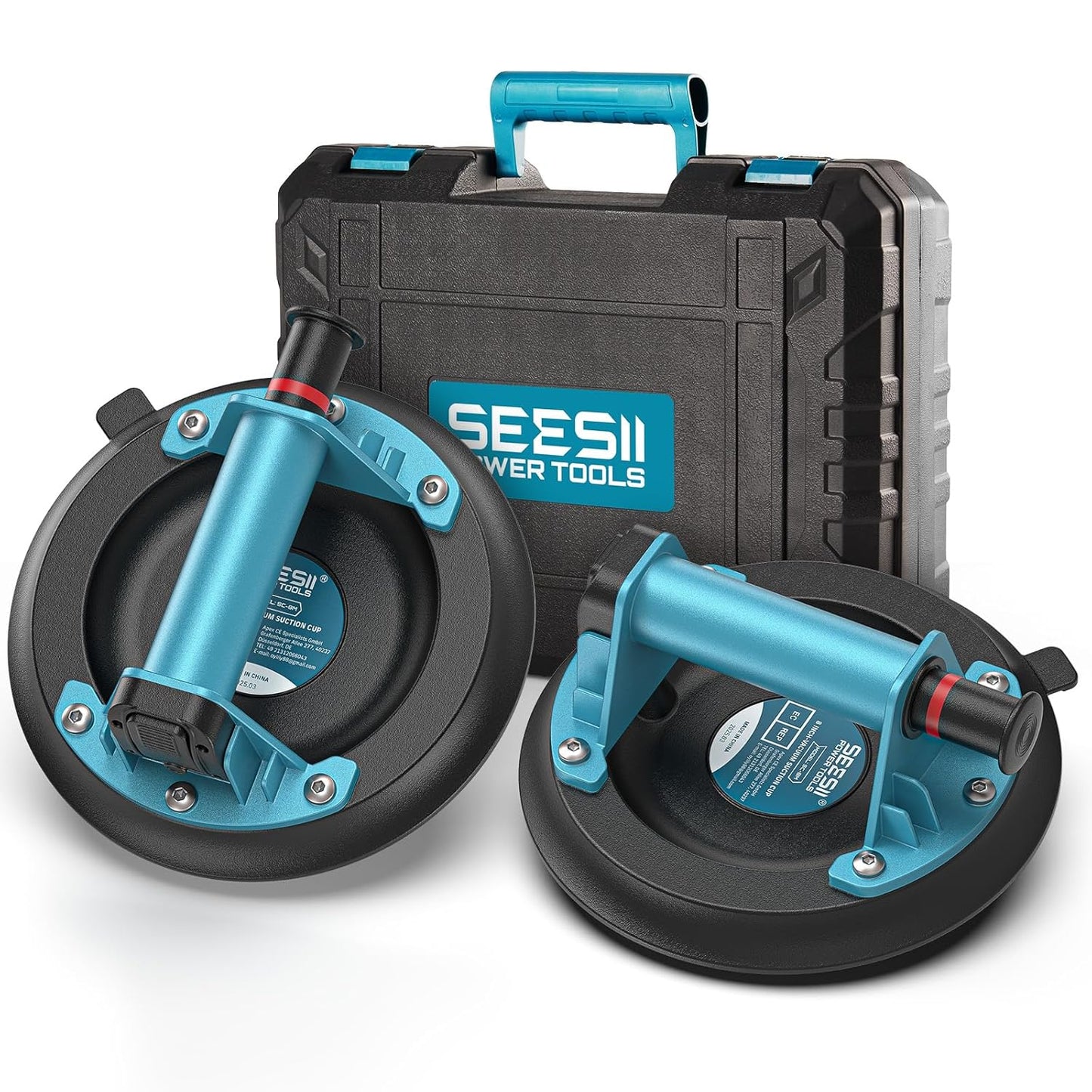 SEESII Suction Cups for Glass Lifting, 8" Tile Suction Cup Lifter, 2-Pack