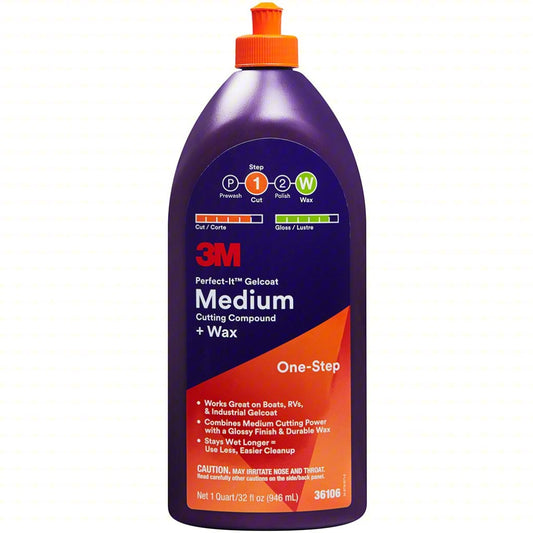 3M™ Perfect-It™ Gelcoat Medium Cutting Compound + Wax, 36106, 1 quart