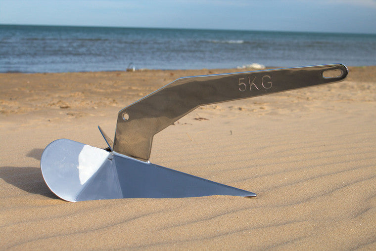 Stainless steel Delta-style boat anchor, representative image