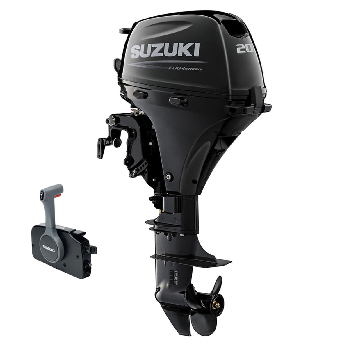 Suzuki DF20ATL Black 20-inch shaft remote control, dealer image